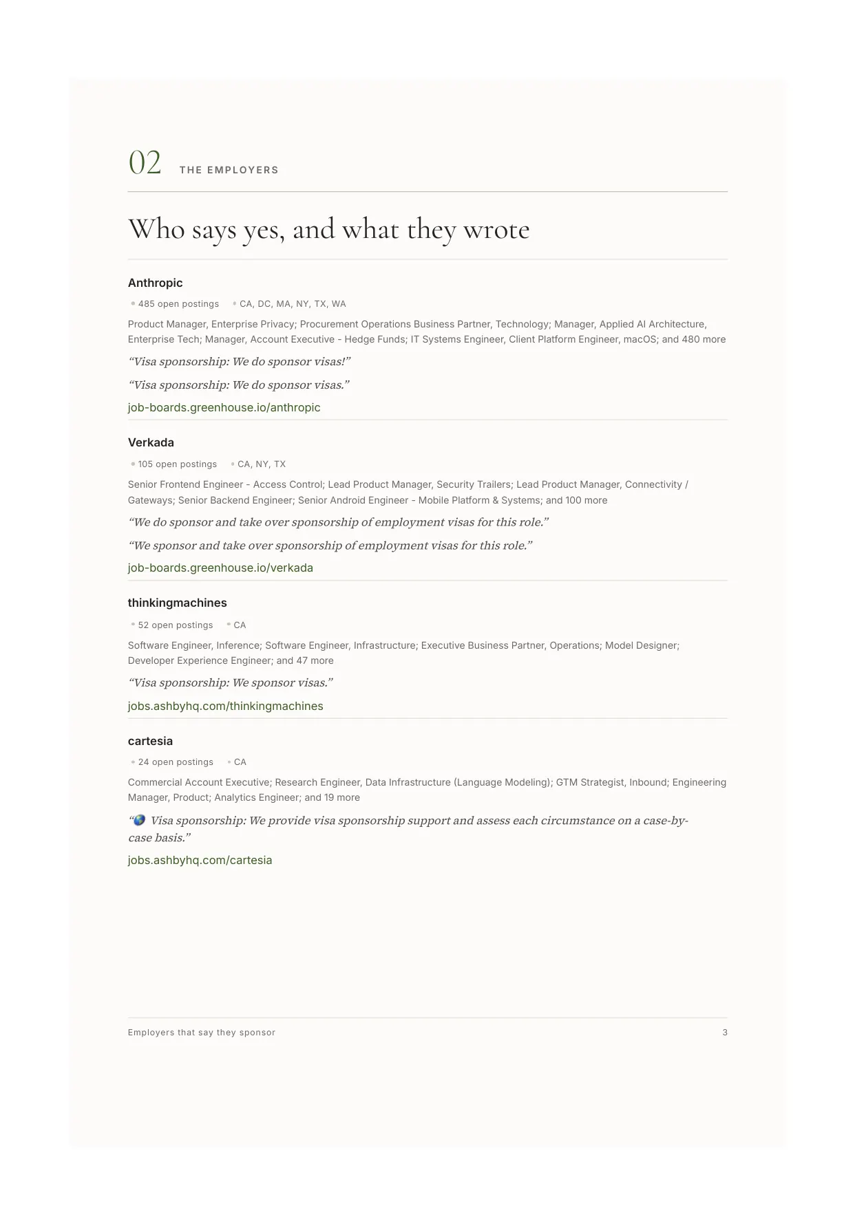 Page 3 of Employers that say they sponsor